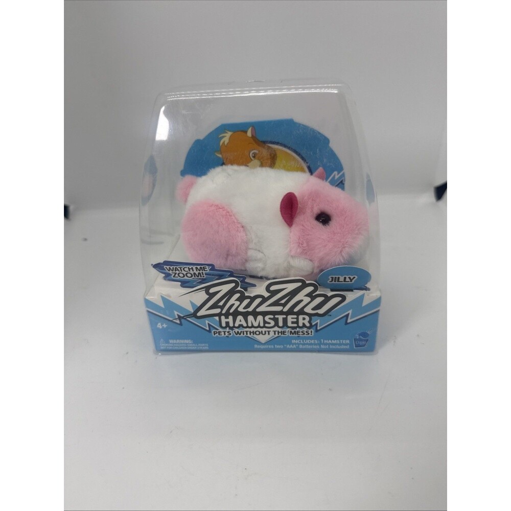 New Zhu Zhu Pets Jilly Electronic Hamster 5" Interactive Pink & White Plush NIB